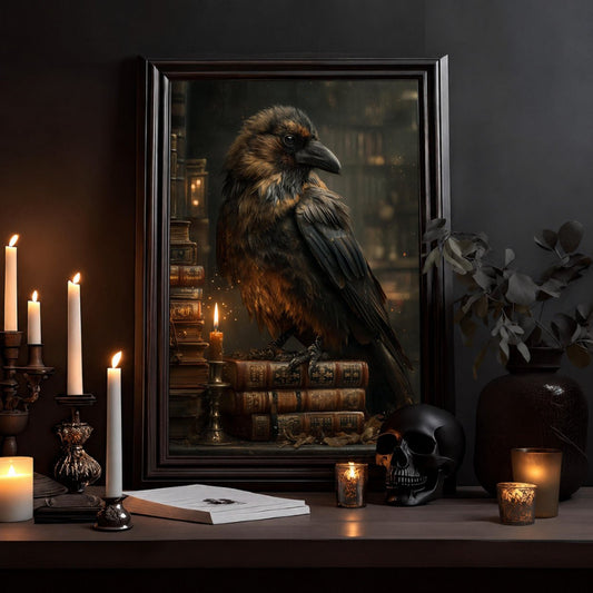 Mystic Raven Poster — Gothic Crow Art Print for Library & Witchy Decor - Noctis Atelier