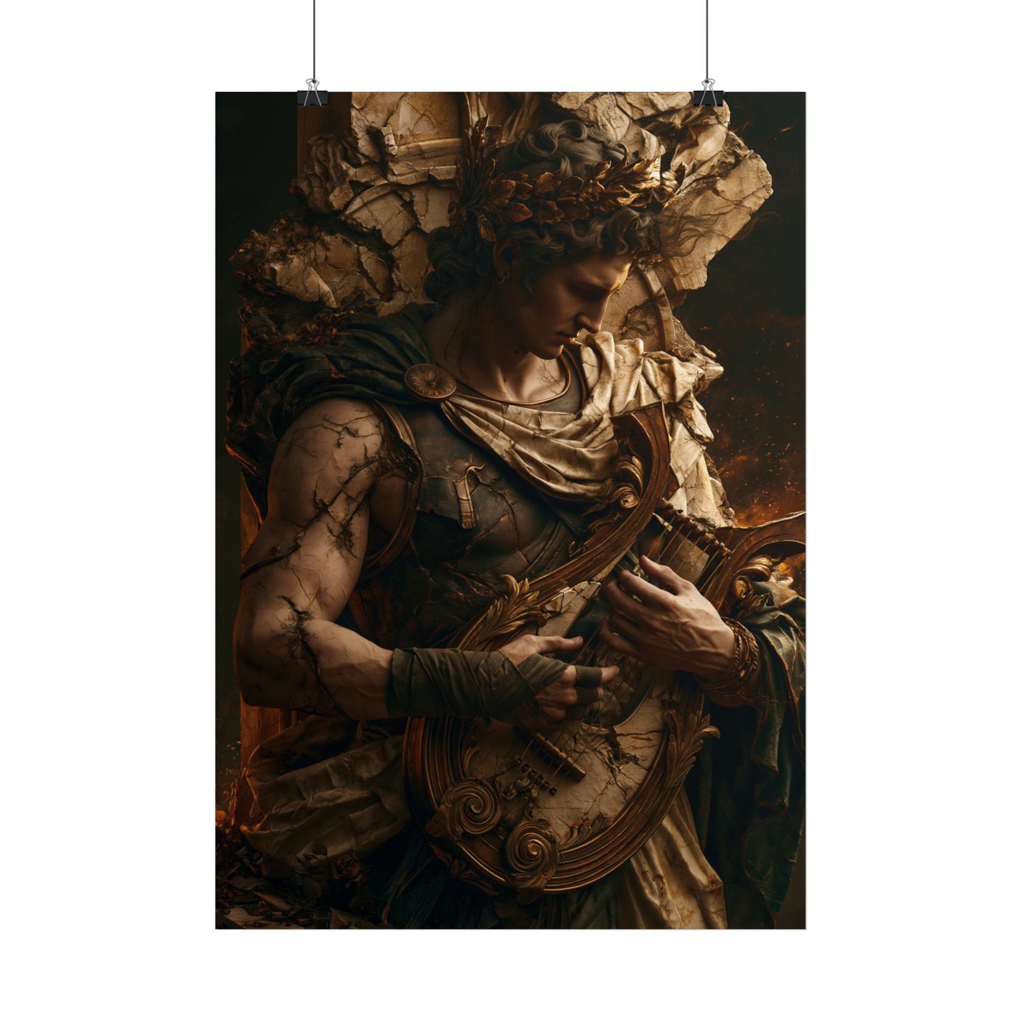 Mythic Musician Poster — Classical God Playing Lute Art Print - Noctis Atelier