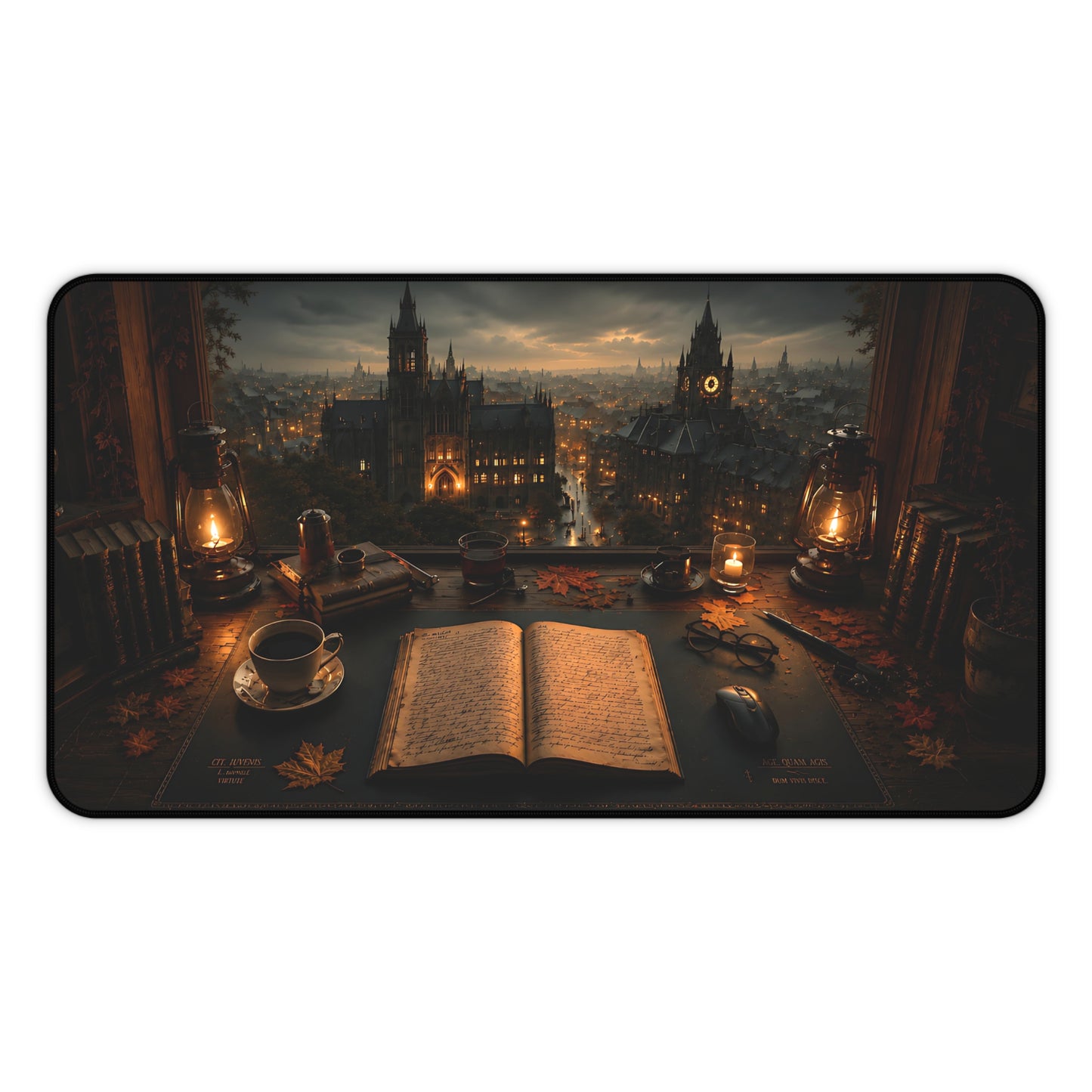 Gotische Bibliothek – Schreibtischunterlage Dark Academia - Noctis Atelier