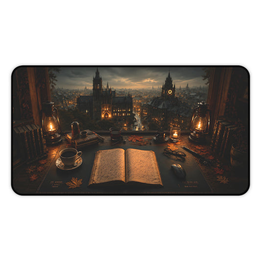 Gotische Bibliothek – Schreibtischunterlage Dark Academia - Noctis Atelier