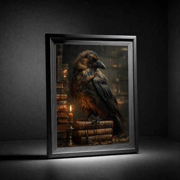Mystic Raven Poster — Gothic Crow Art Print for Library & Witchy Decor - Noctis Atelier