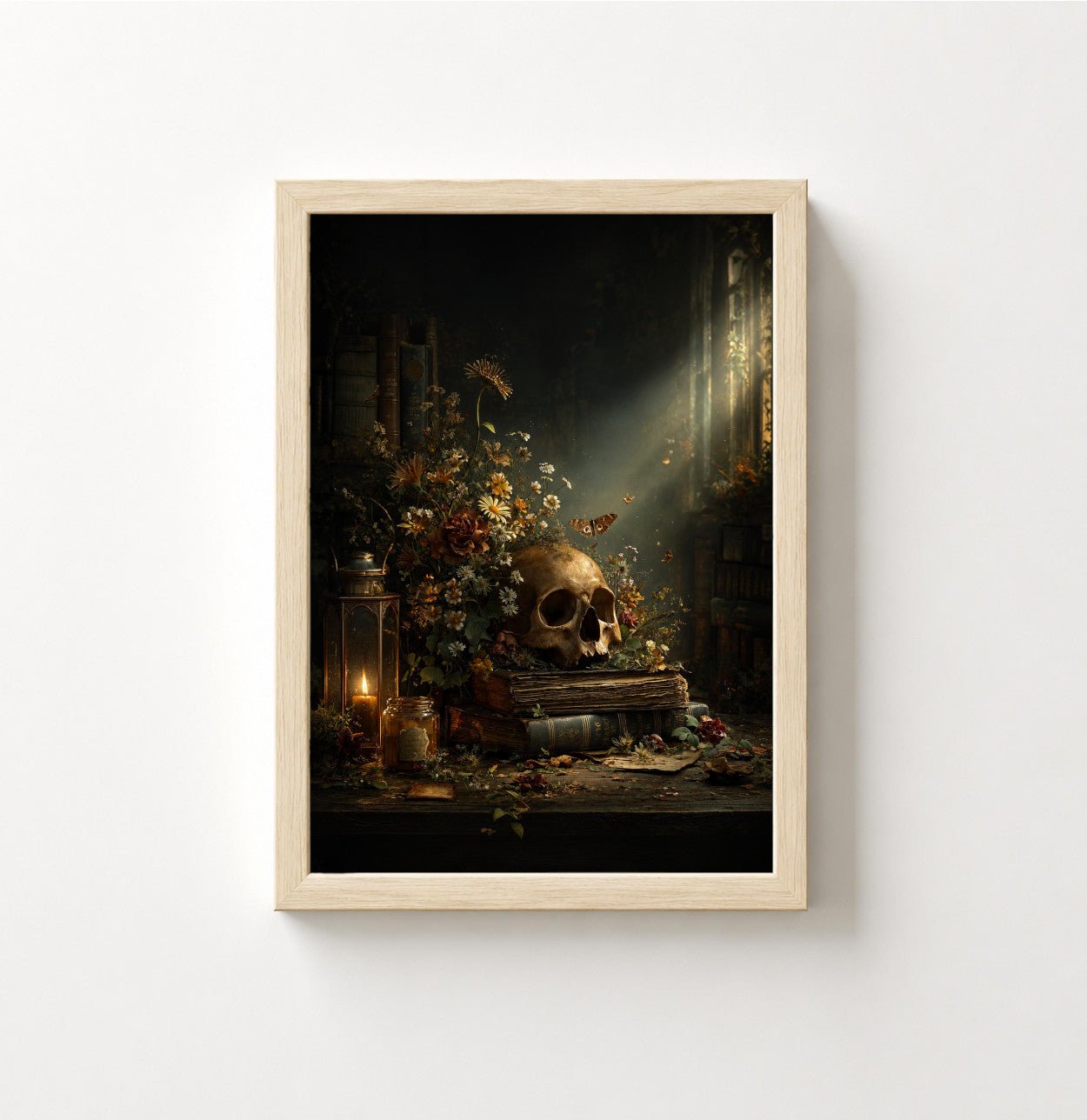 Dark Vanitas Poster — Gothic Skull & Candle Still Life Art Print - Noctis Atelier