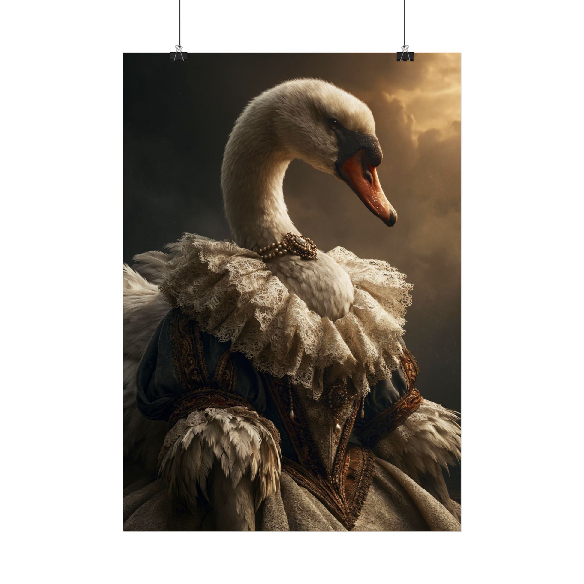 Regal Swan Portrait Poster — Vintage Renaissance Animal Wall Art - Noctis Atelier