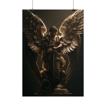 Angel Statue Poster — Dramatic Winged Guardian Art Print - Noctis Atelier