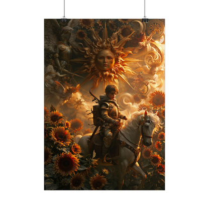 Fantasy Knight Poster — Sunflower Rider Art Print - Noctis Atelier