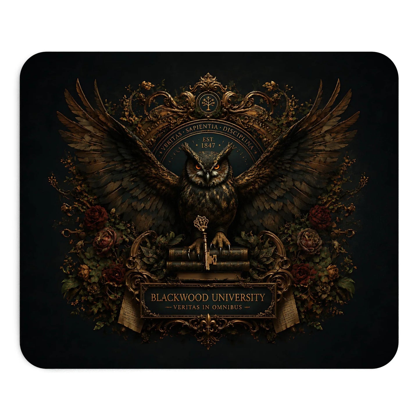 Blackwood Eulenwappen – Mauspad Dark Academia - Noctis Atelier