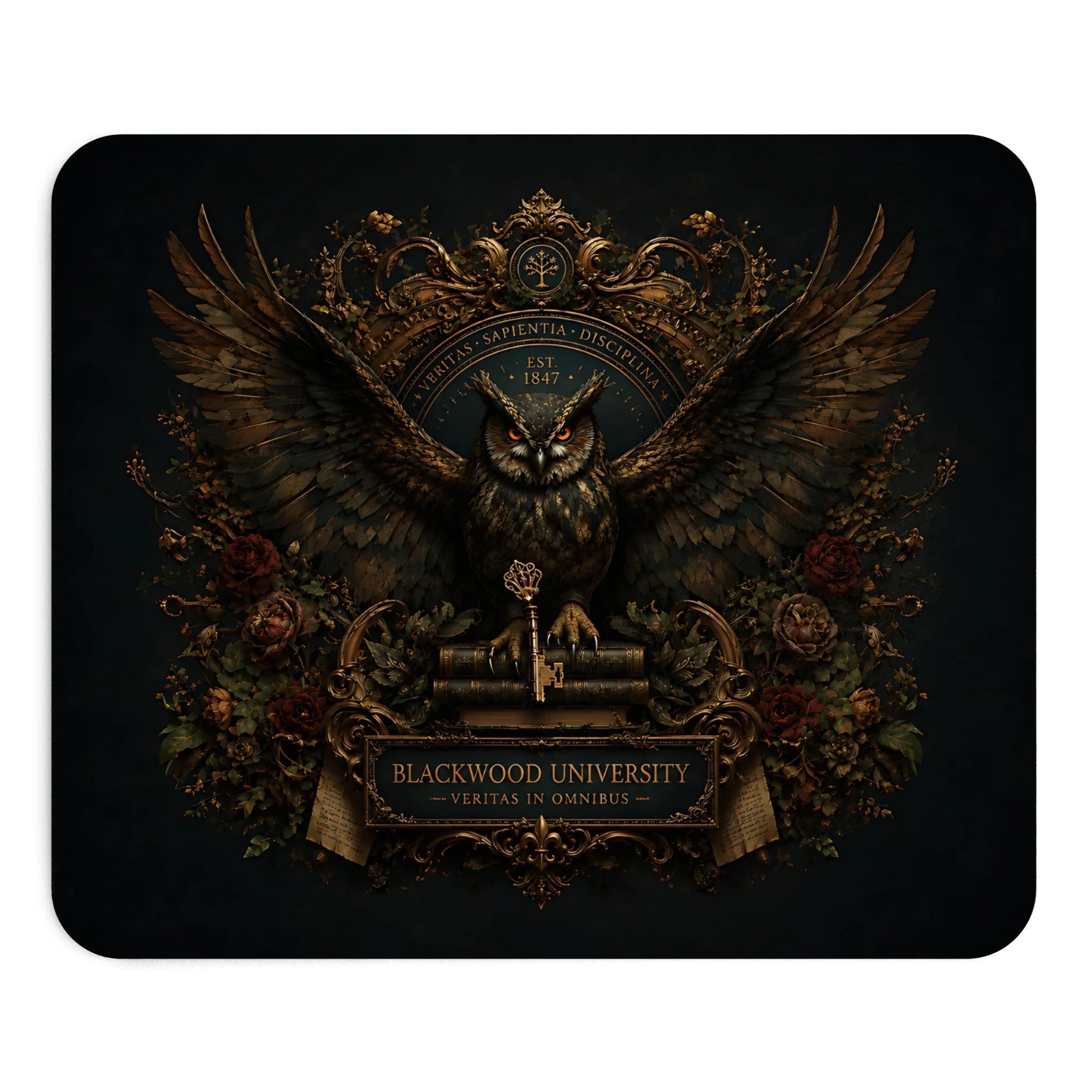 Blackwood Eulenwappen – Mauspad Dark Academia - Noctis Atelier