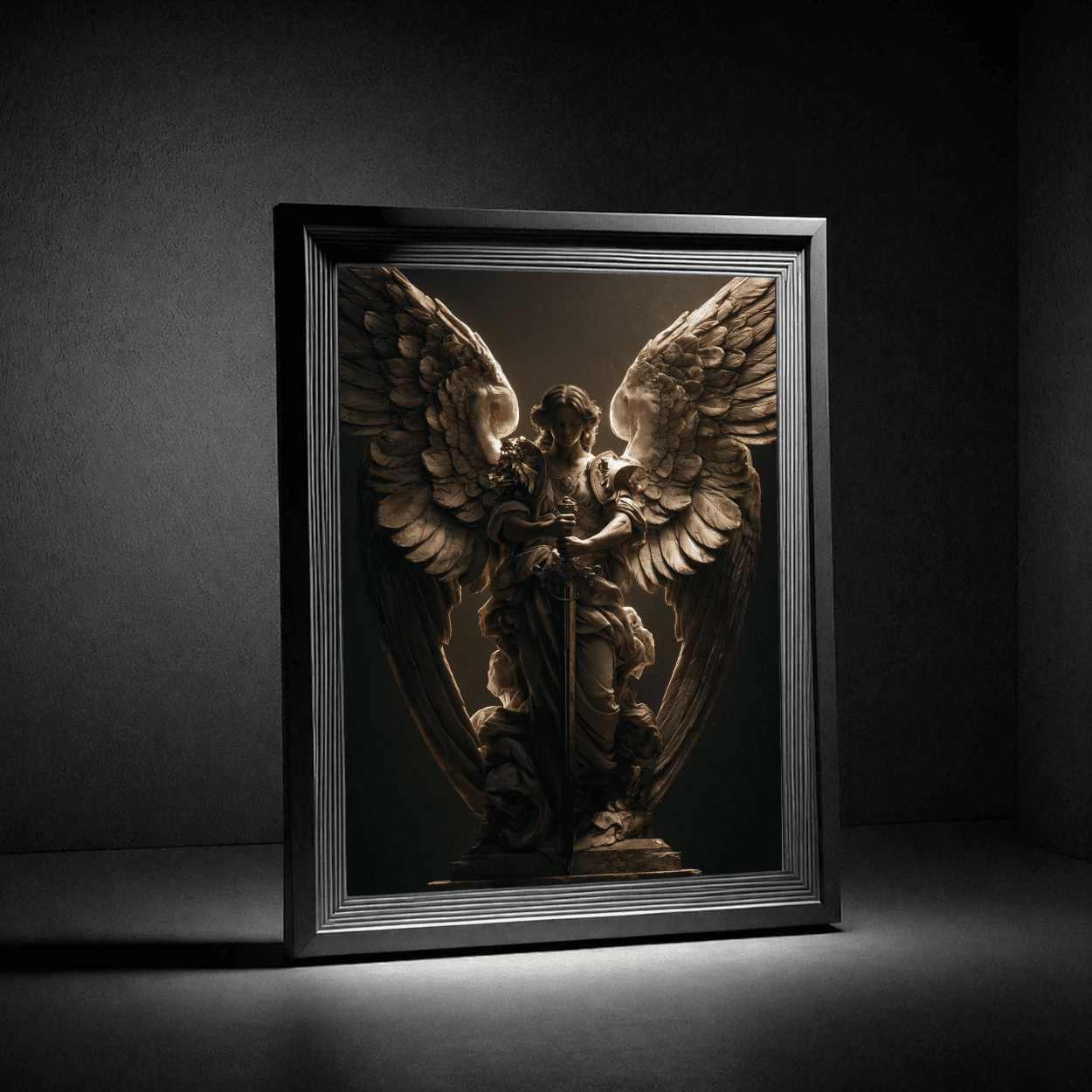 Angel Statue Poster — Dramatic Winged Guardian Art Print - Noctis Atelier