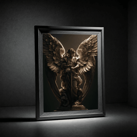 Angel Statue Poster — Dramatic Winged Guardian Art Print - Noctis Atelier