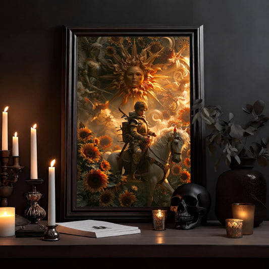 Fantasy Knight Poster — Sunflower Rider Art Print - Noctis Atelier