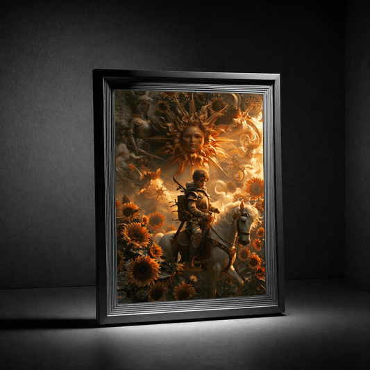 Fantasy Knight Poster — Sunflower Rider Art Print - Noctis Atelier