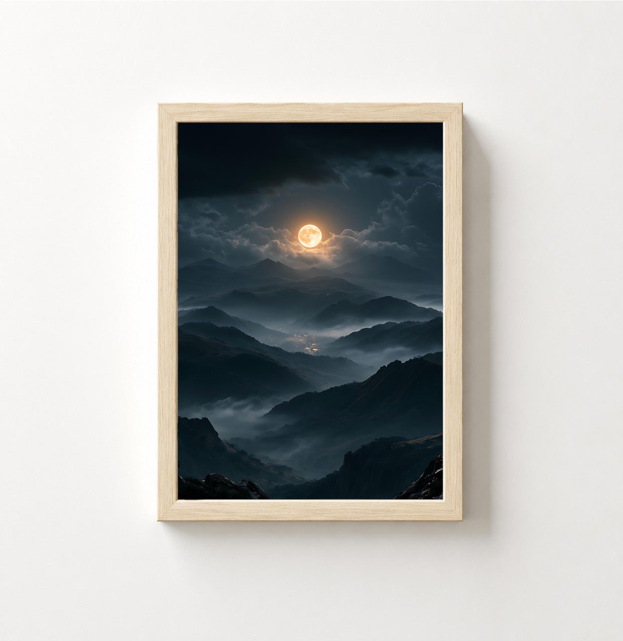 Moonlit Mountain Poster — Atmospheric Nightscape Wall Art - Noctis Atelier