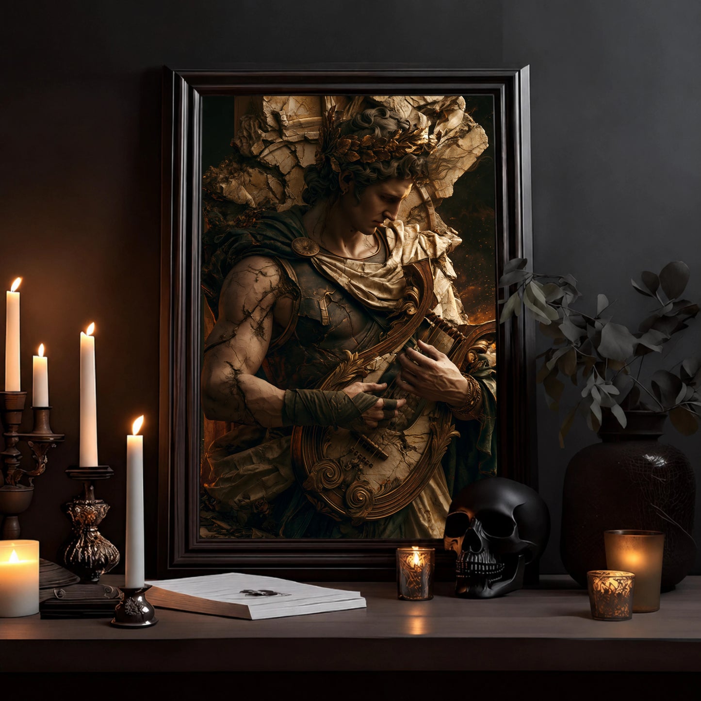 Mythic Musician Poster — Classical God Playing Lute Art Print - Noctis Atelier