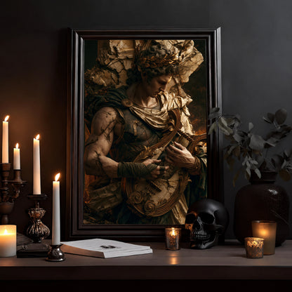 Mythic Musician Poster — Classical God Playing Lute Art Print - Noctis Atelier
