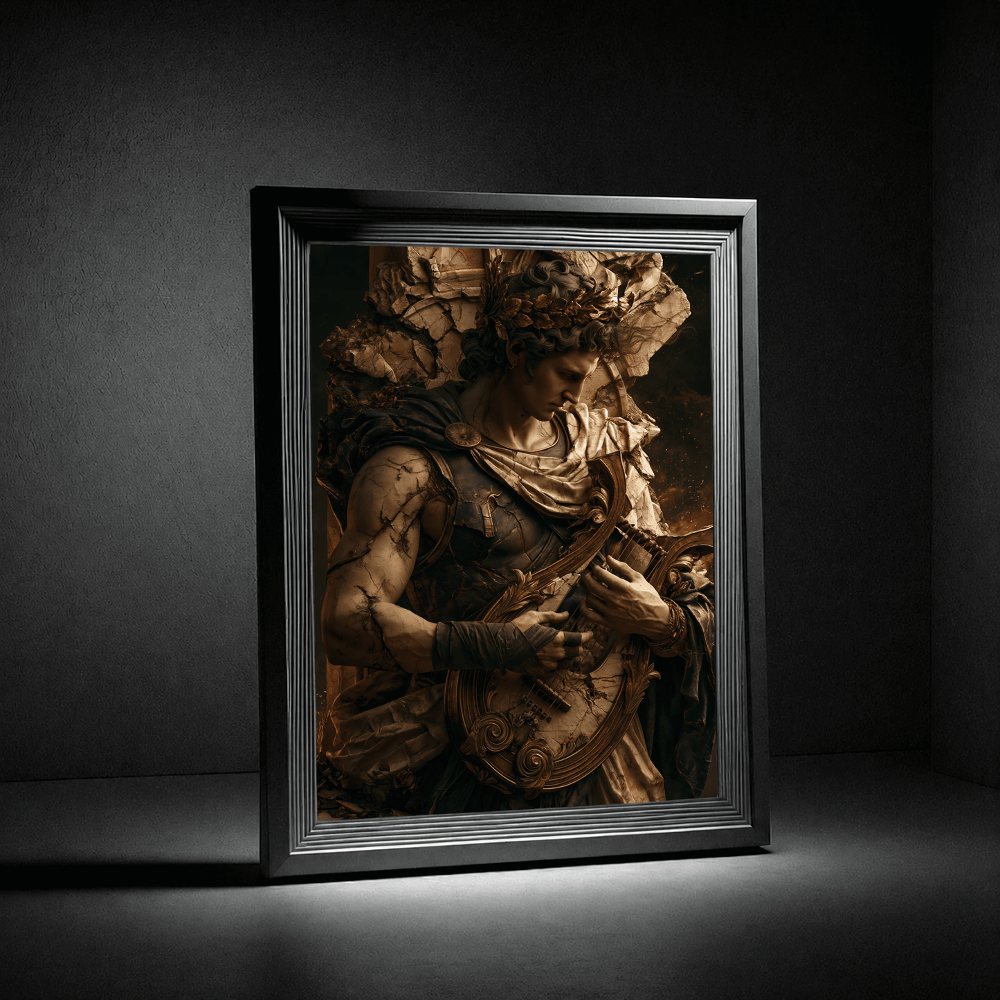 Mythic Musician Poster — Classical God Playing Lute Art Print - Noctis Atelier