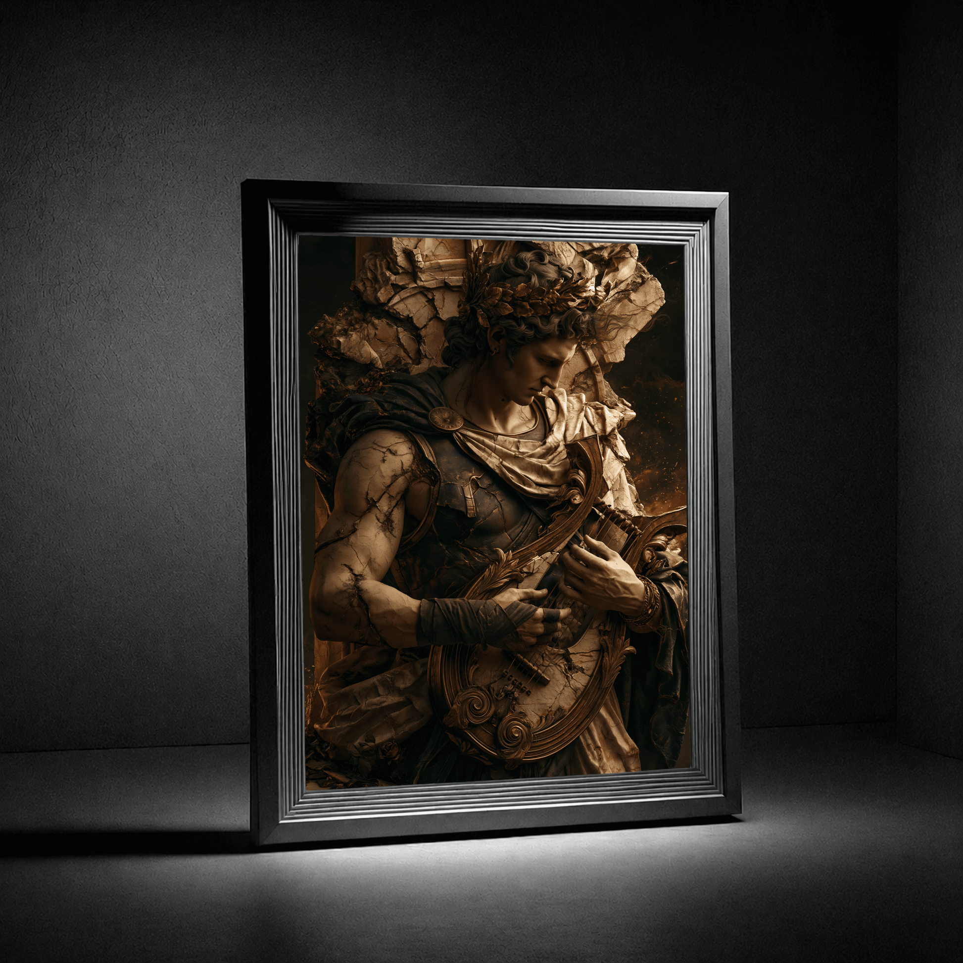 Mythic Musician Poster — Classical God Playing Lute Art Print - Noctis Atelier