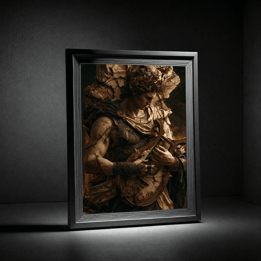 Mythic Musician Poster — Classical God Playing Lute Art Print - Noctis Atelier