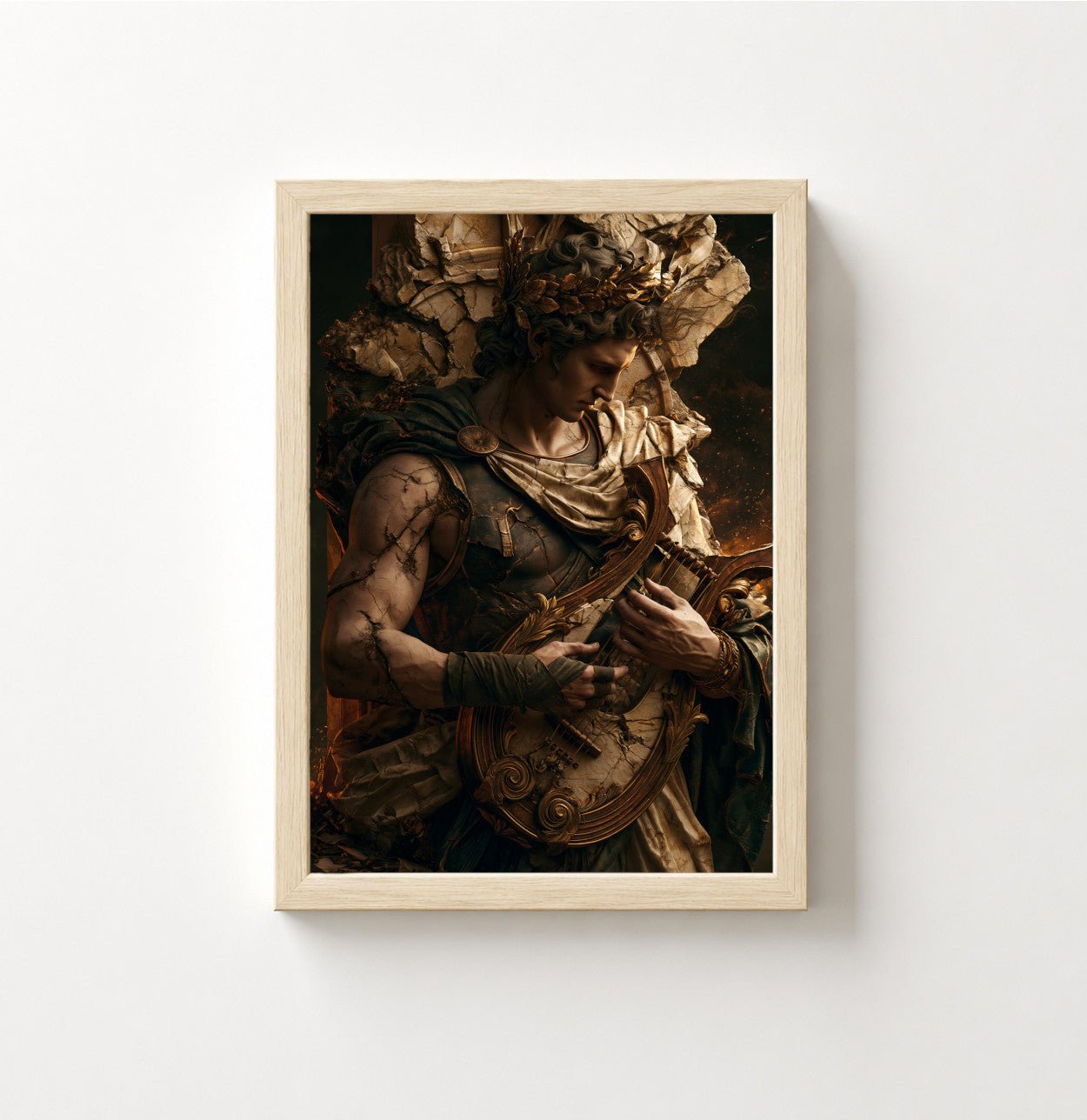 Mythic Musician Poster — Classical God Playing Lute Art Print - Noctis Atelier