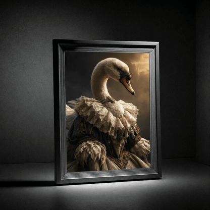Regal Swan Portrait Poster — Vintage Renaissance Animal Wall Art - Noctis Atelier