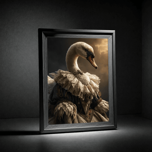 Regal Swan Portrait Poster — Vintage Renaissance Animal Wall Art - Noctis Atelier