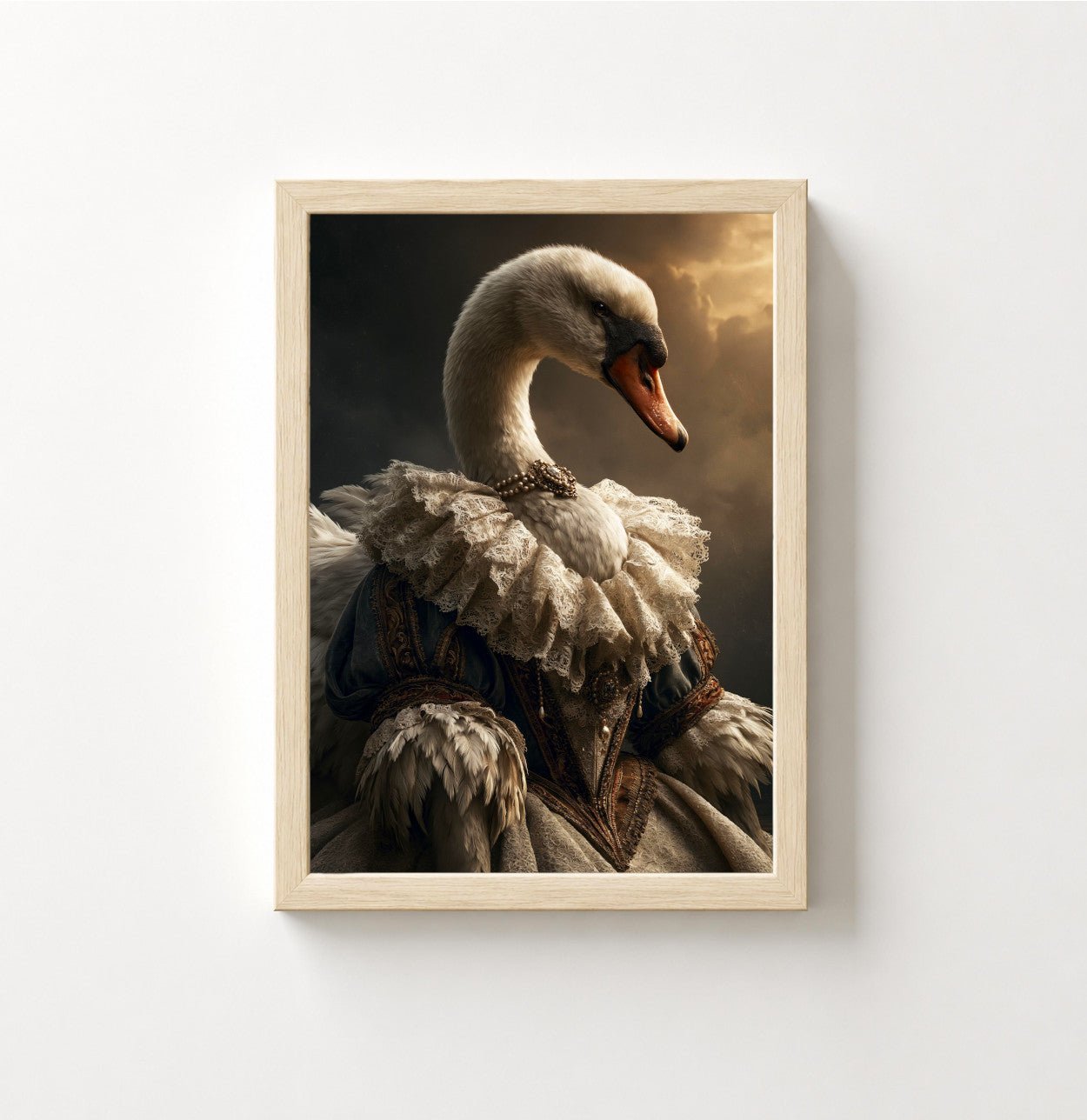 Regal Swan Portrait Poster — Vintage Renaissance Animal Wall Art - Noctis Atelier