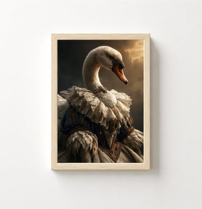 Regal Swan Portrait Poster — Vintage Renaissance Animal Wall Art - Noctis Atelier